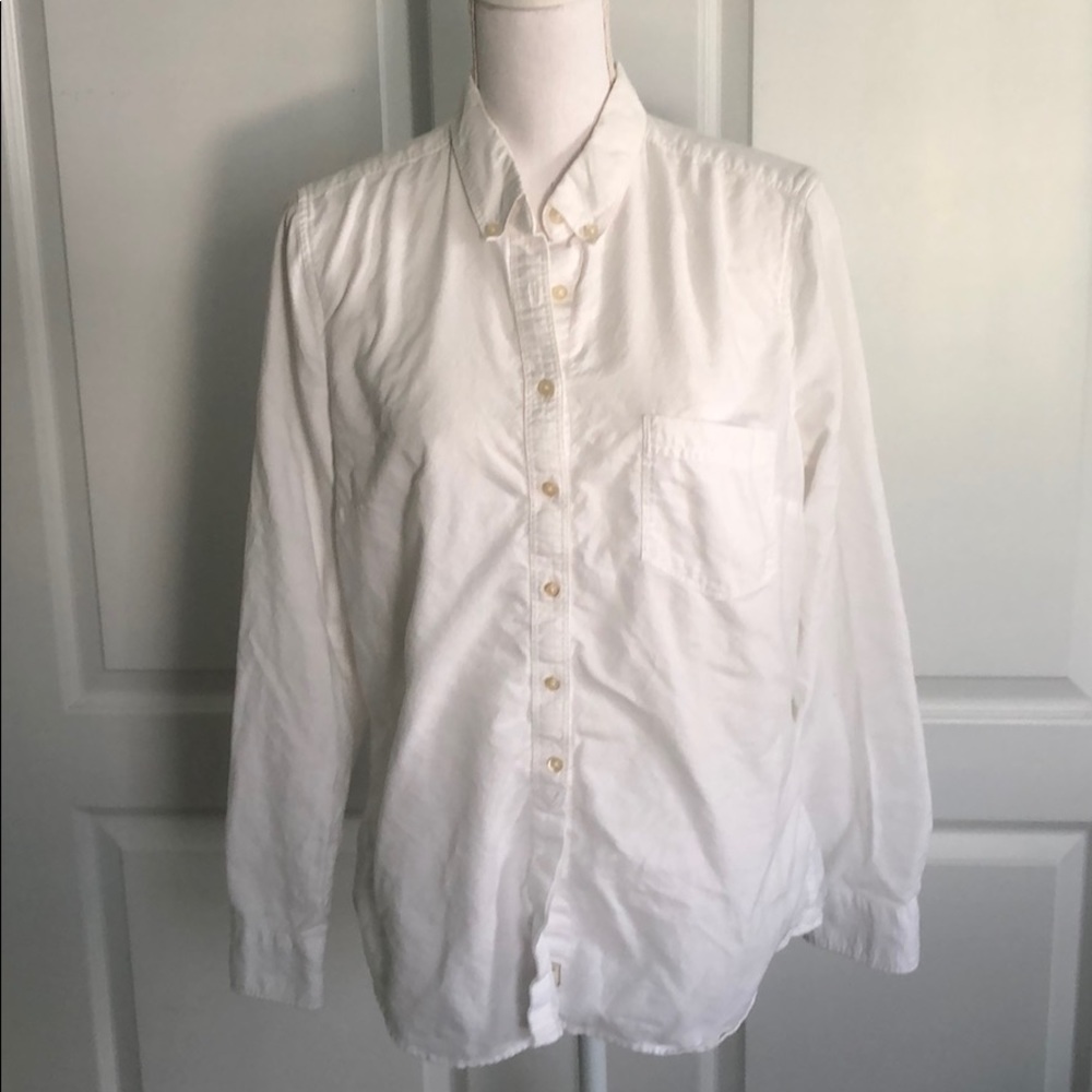 Gap White Shrunken Boyfriend Shirt Large